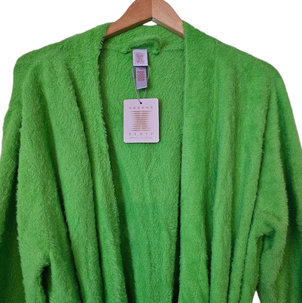 NWT Savage X Fenty Fluff It Up Loungewear Cozy Robe, Kelly Green Size XL/1X - Picture 2 of 10